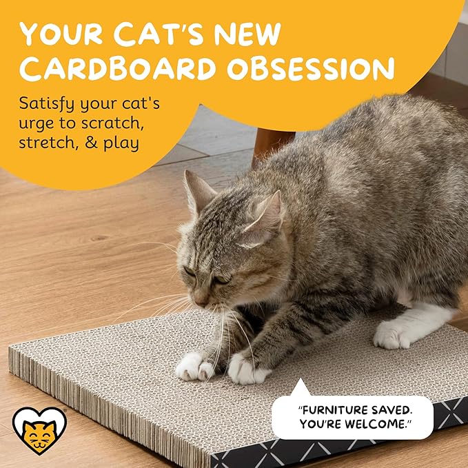 Hide & Scratch Cat Scratcher Pad – 4 Pack | Double-Sided Cardboard Refills for Our Scratching Box | Reversible Corrugated Board for Indoor Cats | Toy Mat for Kitten Claw Play & Furniture Protection
