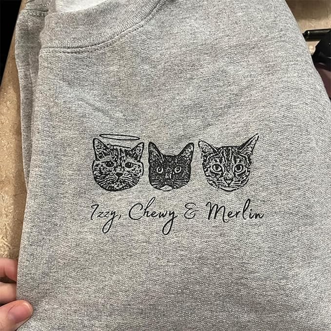 Personalized Dog Hoodie Sweatshirt, Custom Line Art Portrait Dogs Cats Hoodie, Customized Pet Lover Gifts, Pet Name Hoodies Sweatshirts For Women, Dog Mom Gifts