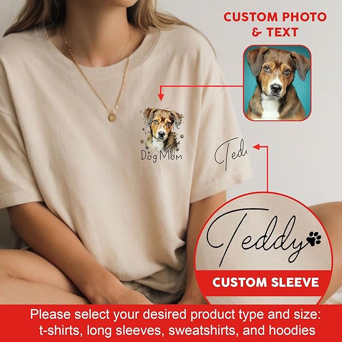 Custom Dog Mom Shirt Gifts for Women, Mother's Day Hoodie, Custom Shirt with Dog Picture for Women