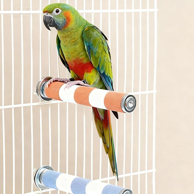 AOTU Bird Perch Rough-surfaced Parrot Perch Bird Stand for Cage– Durable Beak & Claw Trimming Grinding Stone for Conure, 7.9” x 1” – Safe Non-Toxic Long-Lasting Cockatiel Cage Accessory