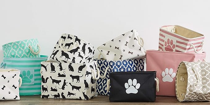 Bone Dry 6192 Pet Storage Collection Lattice Paw Print, Large Round, Black