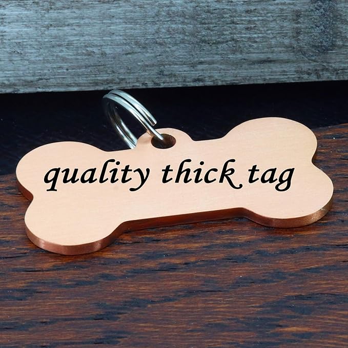 Ultra Joys Stainless Steel Personalized Dog Tags with Engraving Front and Back Customized Bone Tag with Floral Design, Rose Small