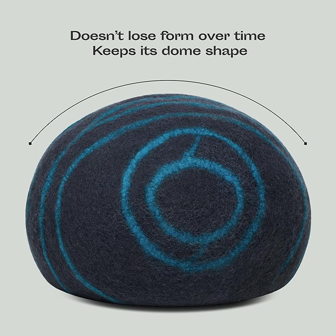 MEOWFIA Cat Cave – Premium Felt Cat Bed for Indoor Cats, Handmade Merino Wool (Black Aqua, Large)