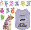 Custom Dog Birthday Shirt,Personalized Pet Apparel Print with Name Age Number,Pet Birthday Outfit,Lightweight Breathable Cotton Vest for Small Medium Large Dogs Cat (Grey, 5X-Large)