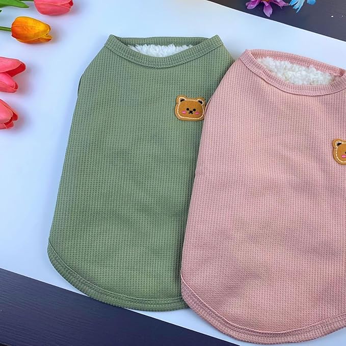 Fleece Cotton Dog Shirt Winter Warm Lightweight Pet T-Shirts Soft Breathable Stretchy Cats Dogs Tee Shirt Sleeveless Vest Dog Apparel for Medium Small Dog Clothes