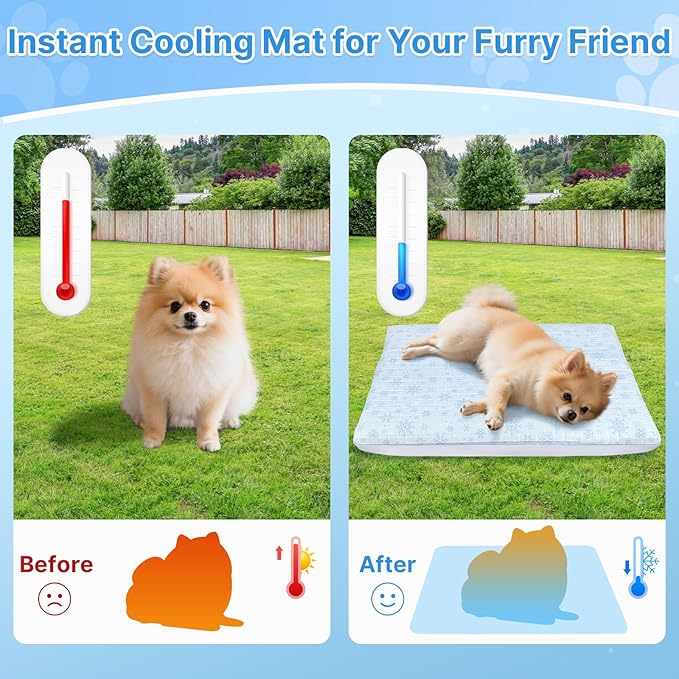 Atsuwell Dog Cooling Mat for Medium Dogs, 2" Thickened Foam Cooling Pad for Dogs with Gel Layer & Waterproof Cover, Orthopedic Joint Support Cool Dog Bed for Summer Relief