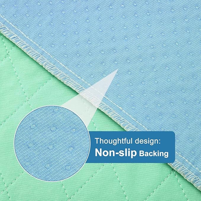 OUTCREATOR® Washable Bed Pads 34" x 76" (Pack of 2), Incontinence Mattress Protector, Anti-Slip Waterproof Underpads for Adults Kids Elderly Pets, Absorbency & Reusable Bedwetting Pads (Solid Green)