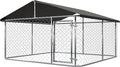 Outdoor Dog Enclosure Heavy Duty Dog Kennel House Mesh Dog Big Cage Pet Kennel Steel Fence with Secure Lock (6.56‘x 6.56’)