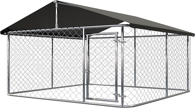 78"x 78" Outdoor Dog Enclosure Heavy Duty Dog Kennel House Mesh Dog Big Cage Pet Kennel Steel Fence with Secure Lock