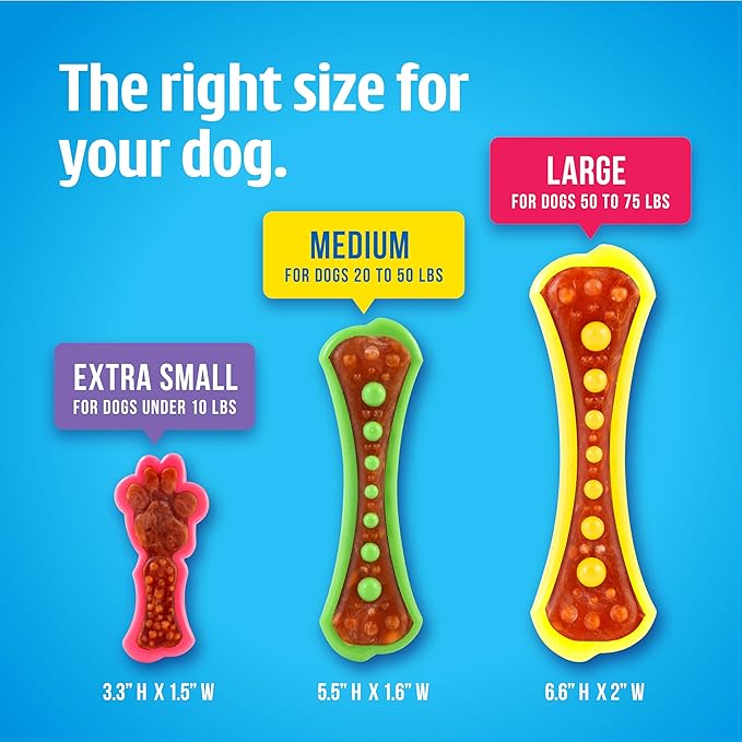 Hartz Chew 'n Clean Dental Duo Bacon Flavored Dental Dog Chew Toy and Treat - Extra Small