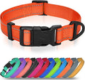 Joytale Small Dog Collar, Reflective and Adjustable Nylon Collar with Quick-Release Buckle, Lightweight No-Choke Design for Small Dogs, Orange, 3/4" Width