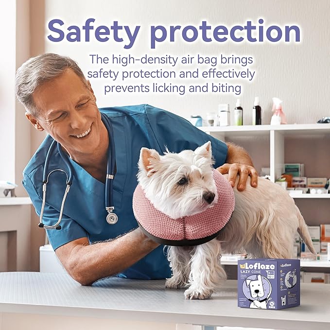 Soft Inflatable Dog Cone Collar for Large Medium Small Dogs Cats After Surgery - Neck Donut, E Collar Alternative for Recovery