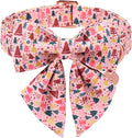 Christmas Dog Collar with Bow Tie, Pink Christmas Tree Collars for Dogs, Adjustable Pet Collar with Cute Xmas Tree Pendant, Winter Dog Accessories for Small Medium Large Dogs S