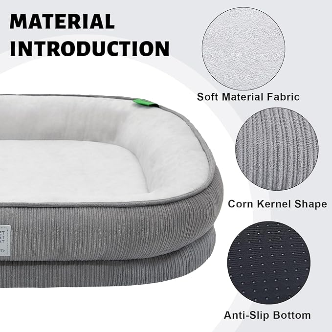 Orthopedic Cat Bed for Puppy,Cat Sofa Bed with Egg Crate Foam Dog Couch Bed with Four-Sided Bolster, Removable Cover & Non-Slip Bottom Grey XS