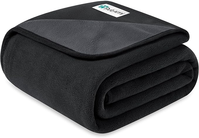 PetAmi Waterproof Dog Blanket for Extra Large Pets Dogs Cats, Large Pet Couch Cover Protector for Furniture, Reversible Washable Soft Fleece Cat Blanket for Bed Couch Sofa, 60x80 (Black/Gray)