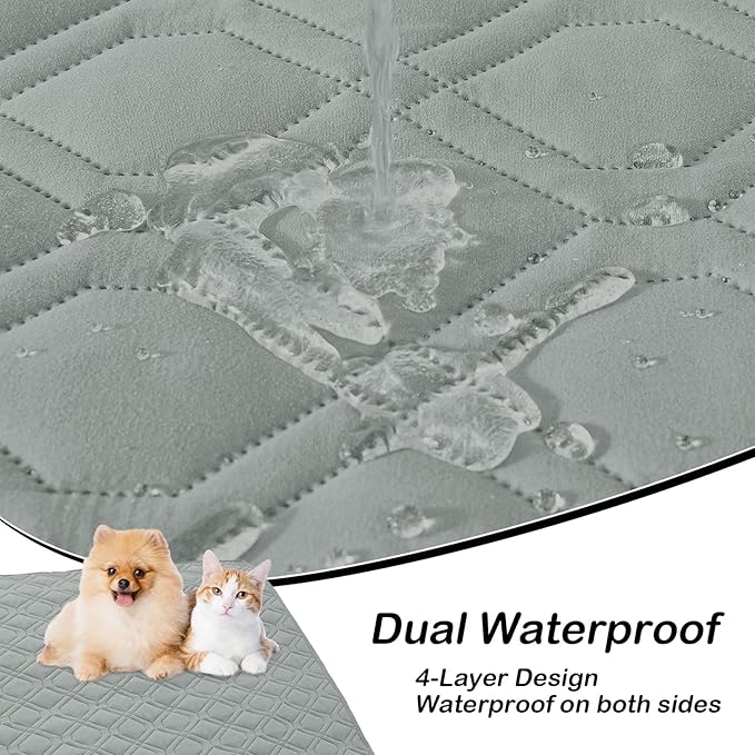 hyha Waterproof Dog Bed Blanket, Soft Pet Blankets, Waterproof Couch Cover for Dogs, Reversible Sofa Covers Washable for Furniture (30x70 Inch, Grey/Dark Grey)