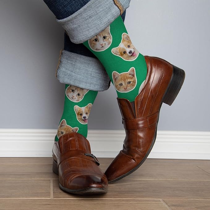 D-Story Custom Face Socks, Personalized Photo Picture on Socks, Unisex Athletic Crew Socks for Men Women