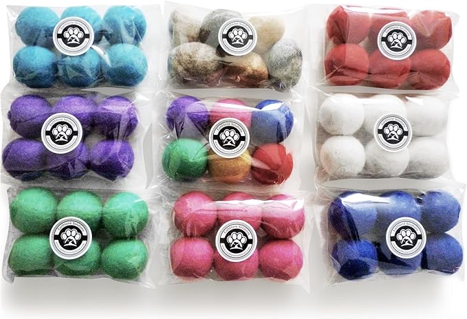 Wool Cat Toys - Felt Cat Toy Balls for Small Pet Fetch and Play - Eco Friendly Quiet Wool Ball Cat Toy for Cats and Kittens - Choose Your Colors (Purple)