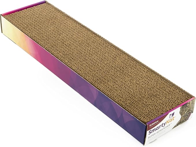 SmartyKat Super Scratcher Wide Corrugated Cat Scratcher for Cats & Kittens, Features Catnip Infusion Technology & Less Mess, Recycled Material, Brown