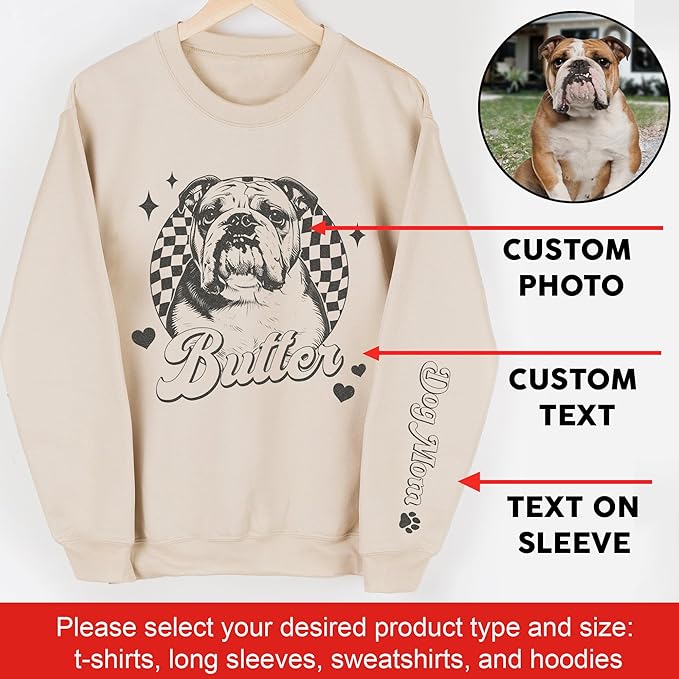 CHIARA CONTI11 Custom Dog Hoodie, Custom Pet Gifts, Custom Dog Shirt, Custom Dog Sweatshirt, Valentine's Day Gift