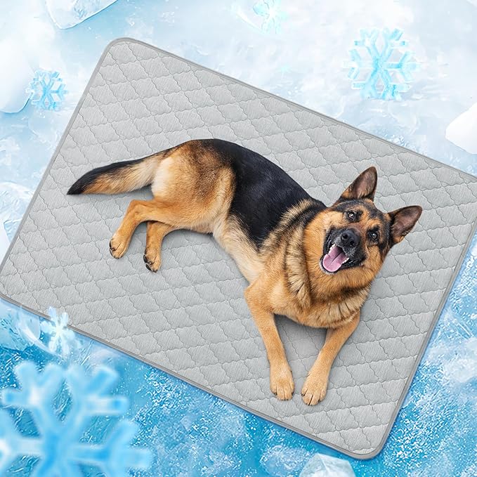 LOOBANI Dog Cooling Mat for Large Dogs - Dog Cooling Pad Durable, Cool Blanket Machine Washable, Large Pet Cool Mat for Outdoor, Indoor (Grey, 48"x65")