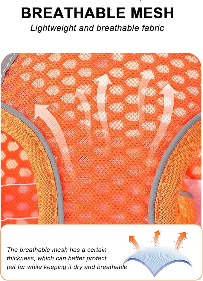 XXS Pink Soft Mesh Dog Harness and Leash Set,No Escape Puppy Harnesses for Training Walking， Reflective Adjustable Puppy Vest for Small Medium Dogs, Cats (Pink, XXS)