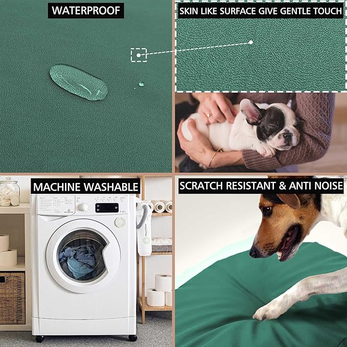Dog Bed Cover Waterproof Replacement Machine Washable Covers for 24x24 Inch Dog Bed Heavy Duty Scratch Resistant Mattress Protector Pet Bed Round Dark Green Cover Only
