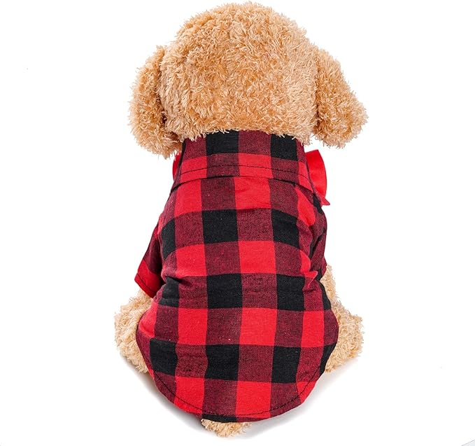 Tongcloud 3 Pack Plaid Puppy Cat & Dog Shirts for Extra Small Dogs & Cats - Birthday Party & Holiday Photos (Red, Blue & White, XX-Large)