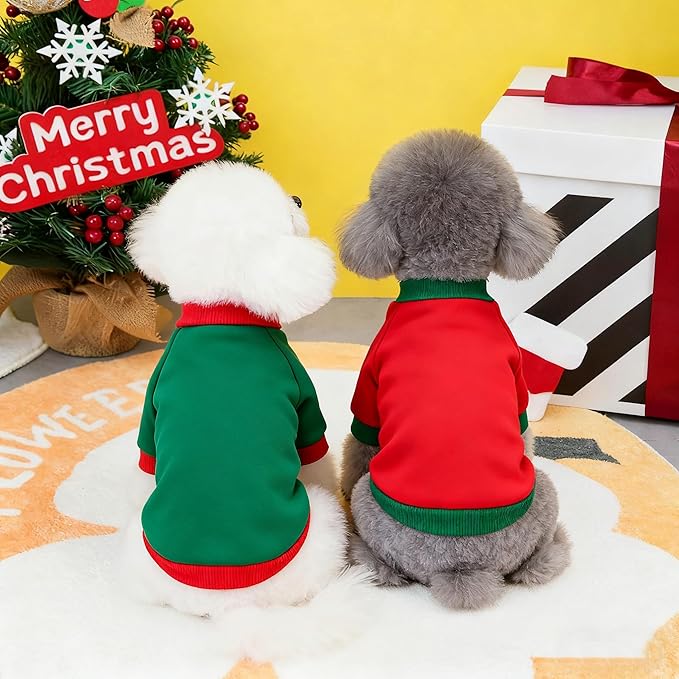 Custom Dog Hoodie, Personalized Sweatshirt with Photo Text Name Logo, Customized Hooded Sweater for Small Medium Large Dogs & Cats (Red + Green Sleeves, Large)