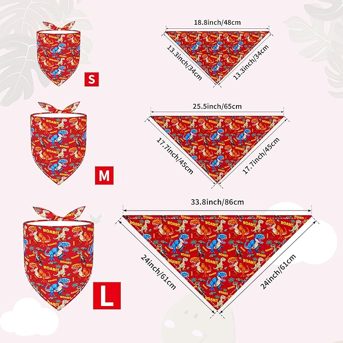 30 Pack Large Dinosaurs Dog Bandanas Stitch Dog Bandana Bulk Reversible Print One Side XXL Polyester Scarves Party Grooming L