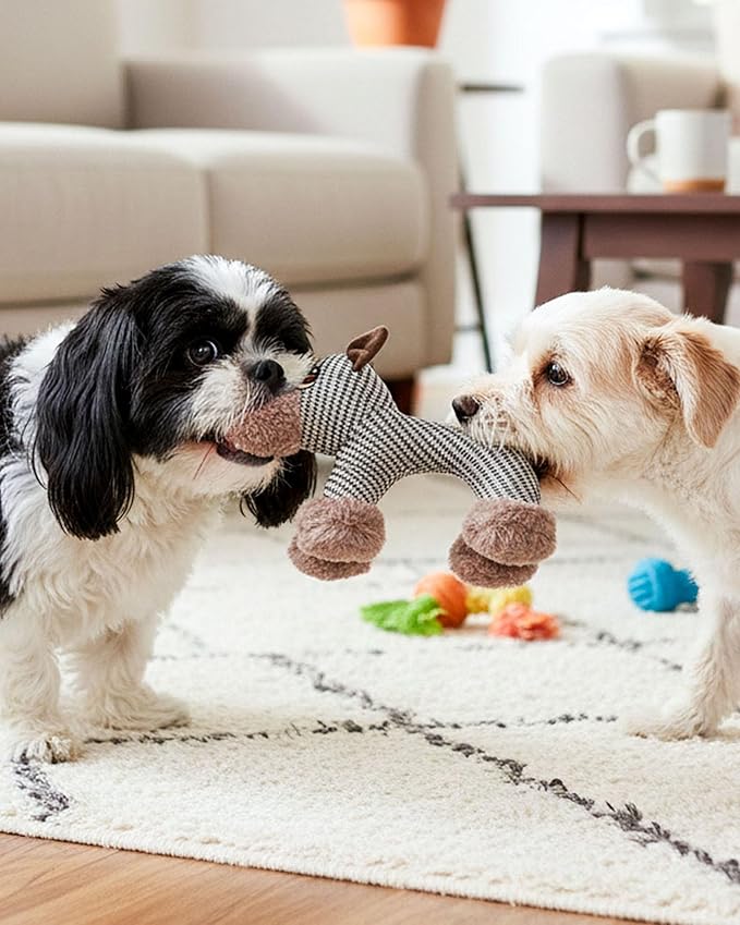 Linen Safari Companions - Linen Dog Toy, Chew-Resistant Natural Linens Squeaky Safari Animal for Small to Medium Dogs, Helps Reduce Destructive Chewing for Indoor Play and Boredom Relief (Elephant)