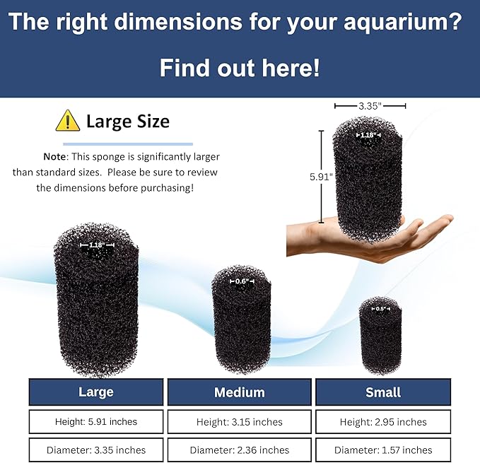 UNEAK 2-Pack Large Premium Pre Filter Sponge Aquarium Intake High-Porosity Foam Roll Fish Tank Shrimp Beta Baby Fish Replacement Foam Cover Filtration Freshwater Saltwater 5-20 Gallons Easy to Clean