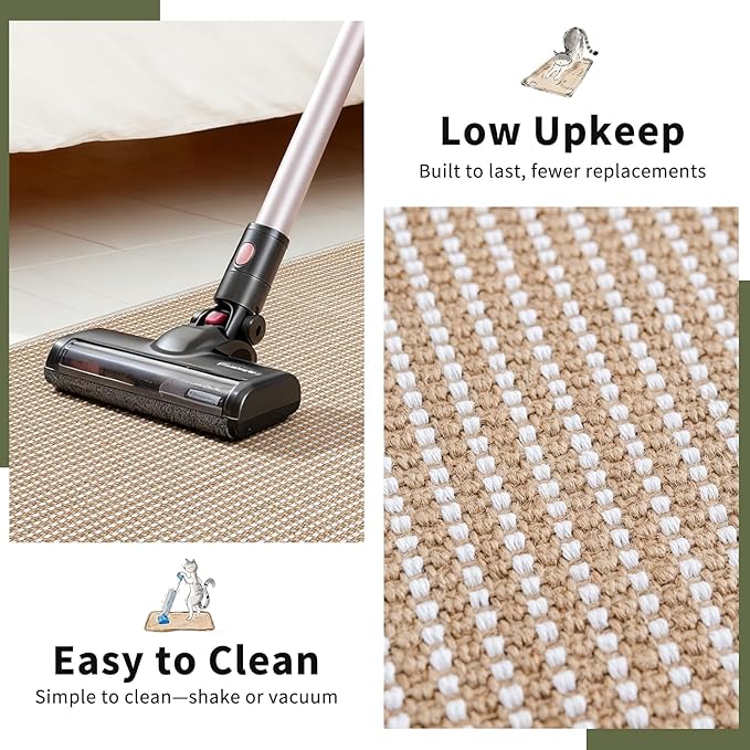 Cat Scratcher Mat, 39.3"x 23.6" Natural Sisal Cat Scratch Mat with Velcro Tape, Scratching Rug Pad for Indoor Cats, Furniture Protector, Floor Carpet, Wall Pad, L, Beige