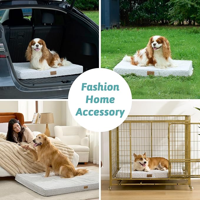 Dog Bed for Extra Large Dogs, Rectangular XL Orthopedic Dog Beds, Foam Anti-Slip Bottom Pet Mat with Washable Removable Cover, Suitable for Pet Up to 100 lbs, 44x32x3 inch, Grey