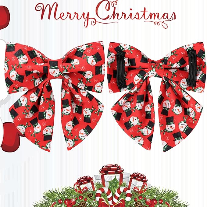 Christmas Dog Collar with Bow Tie, Christmas Collar for Puppy Girl Boy Dog or Cat, Bowtie Dogs Collars with Durable Metal Buckle, Cute Pet Collars, XS