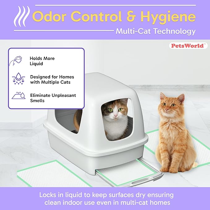 PetsWorld Universal Fit Multi-Cat Pad Refills for Litter Box, Fresh Scented, Ultra-Absorbent, Odor Control, Pack of 200