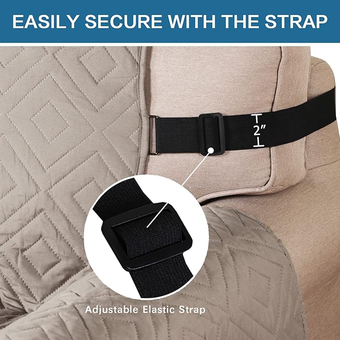 H.VERSAILTEX Reversible Chair Cover Furniture Protector Anti-Slip Couch Cover Water Resistant 2" Elastic Straps Chair Slipcover Pets Kids Fit Sitting Width Up to 21" (Chair:75" x 65", Khaki/Beige)