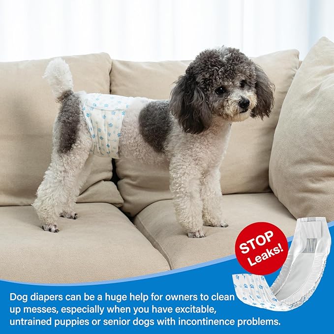 Pet Soft Disposable Male Dog Wraps - Dog Diapers for Male Dogs, Puppy Diapers 48pcs Small