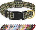 MOODEL Reflective Dog Collar for Medium Dogs, Cute Camouflage Adjustable Heavy-Duty Nylon Puppy Collar for Boy and Girl Female, Soft Pet Accessories with Quick Release Buckle, Green