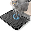 Large Cat Litter Box Step Mat, 16.5"x11.2" Cat Ramp Stairs, Cat Litter Catcher for Self-Cleaning Litter Box, Cats Pedal Step Stool Ideal for Kitten & Older Cats (Black)