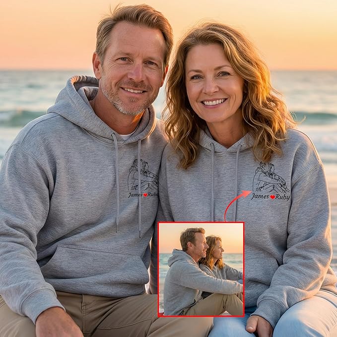 Easycosy Custom Sweatshirt for Couples Men Women, Personalized Hoodies Valentine's Day Gift Matching Sweater for Him Her