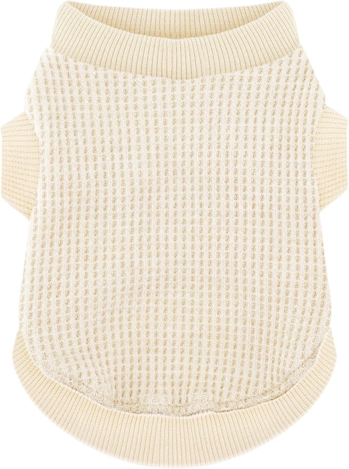 Cozy Lightweight Dog Sweaters Shirt for Small Puppies: Stretchable Beige Tank Top Attire, Perfect for Chihuahuas and Yorkies - Enhancing Comfort and Playfulness on Chilly Days - Medium