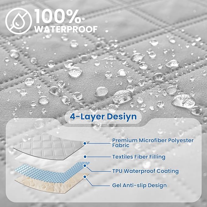 Waterproof Couch Covers for Pets, Waterproof Dog Bed Cover, Anti-Slip Soft Dog Blankets, Couch Cover for Dogs Washable, Pet Blanket for Puppy Large Dogs Cat (68x82 Inch, Light Grey)