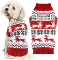 Dog Christmas Sweater Xmas Pet Clothes Cute Reindeer Christmas Dog Costume Outfits Holiday Knitwear Puppy Cat Jumpers New Year Gifts for Small Medium Large Dogs(Red Runing Deer,M)