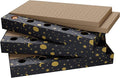 6-Pack Cat Scratcher Cardboard with 3 Box Loungers, Reversible Cat Scratching Pad Refills with Bell Toys, High Density Corrugated Scratch Board for Indoor Cats (Starry Night Design)