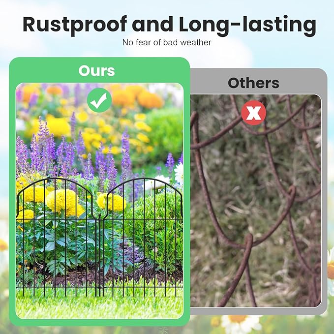 19Pcs Decorative Garden Fence, 20in(H)/20.5ft(L) Rustproof Metal Fences Animal Barrier Outdoor for Yard, Flower Bed Edging Ornamental Border Panel for Dogs, Rabbits, Dig Defence, Garden Decor, Patio