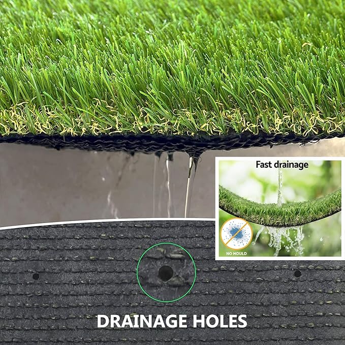 Artificial Grass Rug Outdoor Indoor 2FTX67FT Fake Grass Carpet Green Synthetic Grass Pet Turf Realistic Faux Grass Rug with Drain Holes for Garden Lawn Landscape Balcony Home Decor Patio
