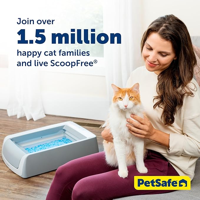 PetSafe ScoopFree Crystal Pro Legacy Self-Cleaning Automatic Litter Box - Uncovered Motion-Sensing Cat Box with Integrated Health Counter - Includes 1 Disposable Crystal Litter Tray
