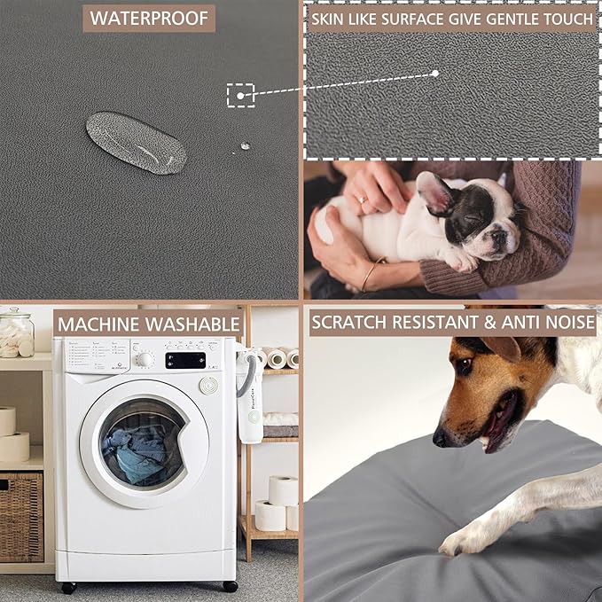 Dog Bed Cover Waterproof Replacement Machine Washable Covers for 24x24 Inch Dog Bed Heavy Duty Scratch Resistant Mattress Protector Pet Bed Round Grey Cover Only