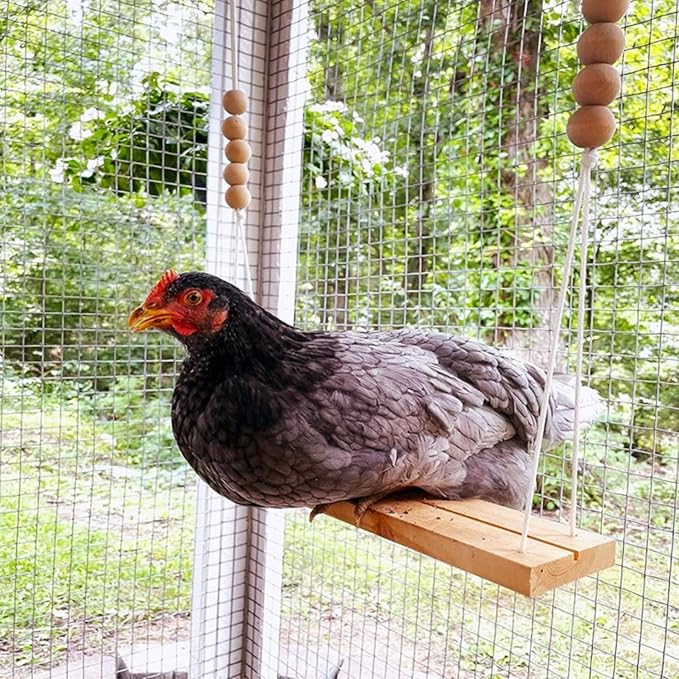 1 Pack Wooden Chicken Swing Toy, Rooster Swing for All Kinds of Birds, a Rooster Chicken, Even a Parrot